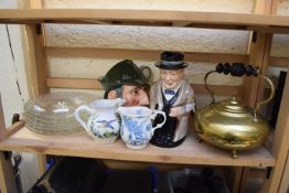 CHARACTER JUG 'WINSTON CHURCHILL' AND 'SHERLOCK HOLMES', BOTH ROYAL DOULTON, BRASS KETTLE, PLATES