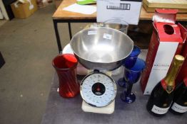 SET OF AGA KITCHEN SCALES, GLASS VASES ETC