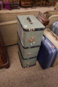 VINTAGE METAL BOUND TRAVEL TRUNK