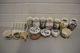 MIXED LOT PORTMEIRION BOTANIC GARDEN VASES, TOAST RACK, SMALL TRINKET BOXES ETC