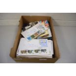 BOX CONTAINING QUANTITY OF FIRST DAY COVERS, POSTCARDS AND BROOKE BOND TEA CARD ALBUMS