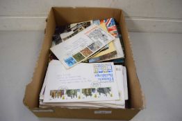 BOX CONTAINING QUANTITY OF FIRST DAY COVERS, POSTCARDS AND BROOKE BOND TEA CARD ALBUMS