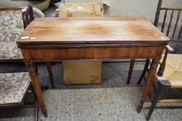 19TH CENTURY MAHOGANY FOLDING TEA TABLE ON TURNED LEGS, 90CM WIDE