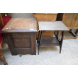 20TH CENTURY SQUARE OAK SIDE OR LAMP TABLE WITH CARVED DETAIL