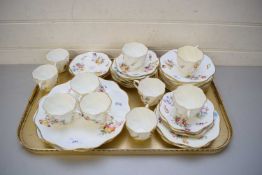 QUANTITY OF COALPORT FLORAL DECORATED TEA WARES