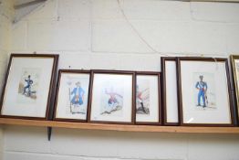 QUANTITY OF SIX FRAMED WATERCOLOURS OF BRITISH 18TH AND 19TH CENTURY SOLDIERS AND OFFICERS TO