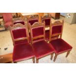 SET OF SIX LATE VICTORIAN RED UPHOLSTERED DINING CHAIRS