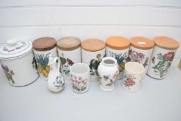 COLLECTION OF PORTMEIRION BOTANIC GARDEN KITCHEN STORAGE JARS, VASES, BREAD BIN ETC