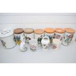 COLLECTION OF PORTMEIRION BOTANIC GARDEN KITCHEN STORAGE JARS, VASES, BREAD BIN ETC