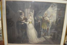 AFTER WILLIAM HAMILTON, SHAKESPEARE, COLOURED ENGRAVING, F/G, 70CM WIDE