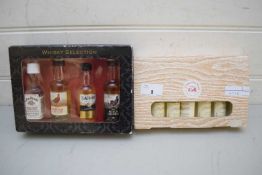 BOX MINIATURE WHISKY SELECTION AND A BOX MINIATURE BOTTLES OEAU-DE-VIE (2)