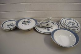 QUANTITY OF WOODS & SONS BLUE MEADOW TABLE WARES