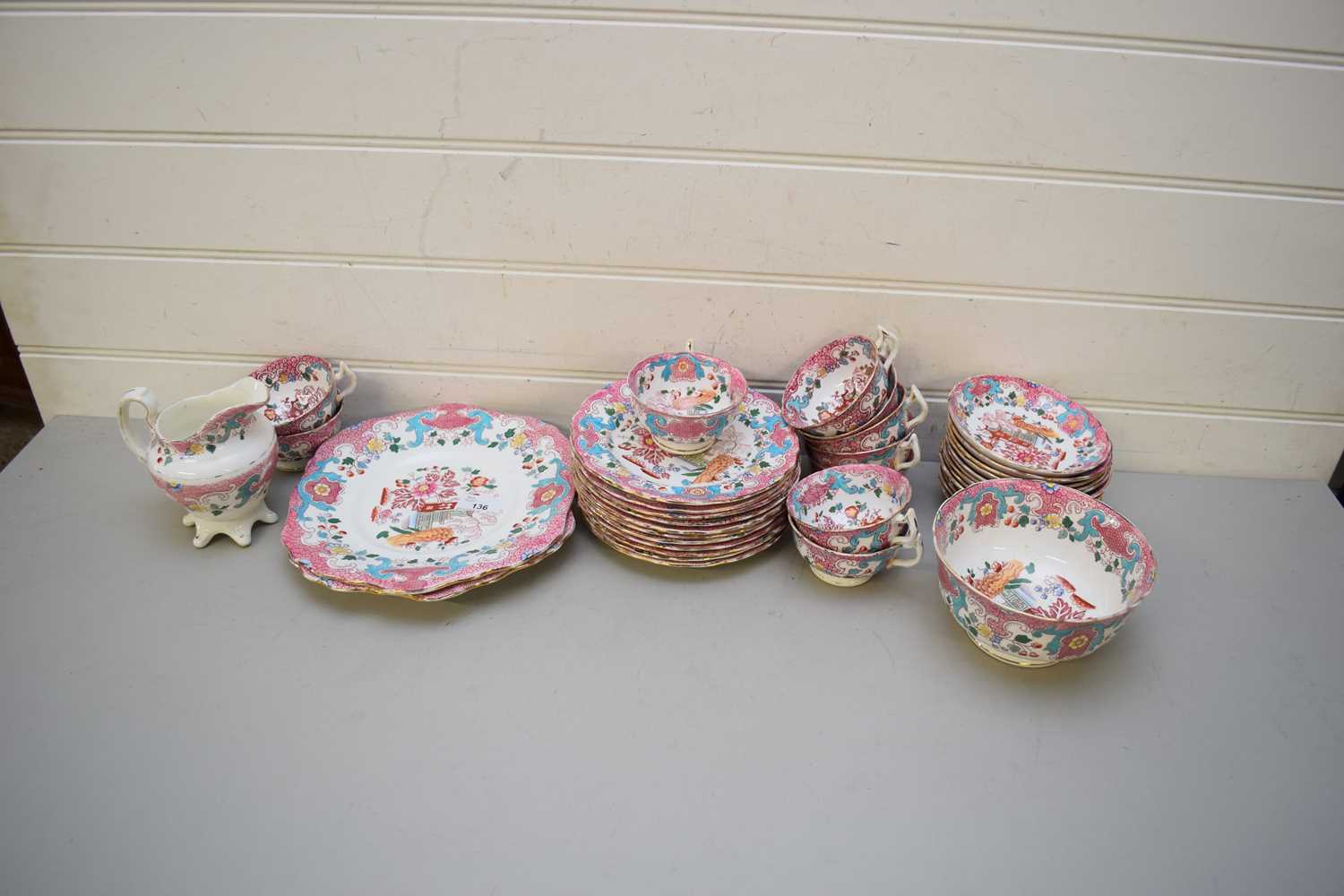 COLLECTION OF 19TH CENTURY STAFFORDSHIRE FLORAL DECORATED TEA WARES, TRANSFER PRINTED CROWN MARK