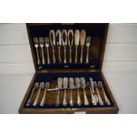 OAK CASED CANTEEN OF SILVER PLATED FISH CUTLERY