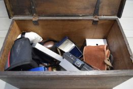 WOODEN CASE CONTAINING AN ILFORD CAMERA, WRIST WATCHES TO INCLUDE ROTARY, COMBINATION CIGARETTE