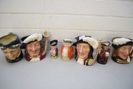 FIVE ROYAL DOULTON CHARACTER JUGS, 'GRANNY', 'ARAMIS', 'ATHOS', PORTHOS', A FURTHER SMALLER