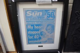 FRAMED EDITION 'THE SUN' FIRST SUNDAY EDITION, 26TH FEBRUARY 2012 FEATURING AMANDA HOLDEN TO FRONT