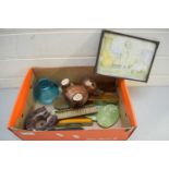 BOX MIXED ITEMS TO INCLUDE DRESSING TABLE SET, WOODEN TEDDY BEAR ETC