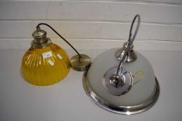 TWO HANGING GLASS CEILING LIGHT FITTINGS