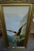 LATE 19TH CENTURY SCHOOL STUDY OF AN EAGLE WITH PREY, OIL ON CANVAS, INITIALLED JM, GILT FRAMED,