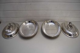 TWO SILVER PLATED ENTREE DISHES