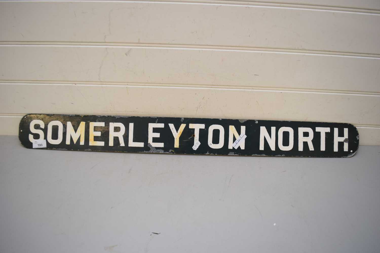 RAILWAY INTEREST PAINTED METAL SIGN 'SOMERLEYTON NORTH', 94CM LONG