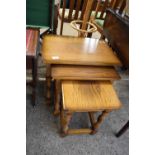 NEST OF THREE NATHAN OAK OCCASIONAL TABLES