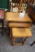 NEST OF THREE NATHAN OAK OCCASIONAL TABLES