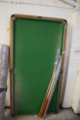 VINTAGE POOL TABLE WITH FOLDING LEGS