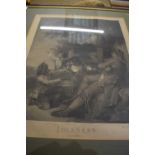 AFTER SINGLETON, BLACK AND WHITE ENGRAVING, 'IDLENESS', F/G, 69CM HIGH