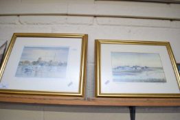 AFTER SALLY HAMILTON, TWO COLOURED PRINTS, CHRISTCHURCH AND MUDEFORD, COLOURED LMITED EDITION