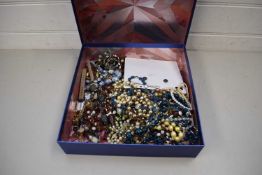 BOX OF COSTUME JEWELLERY AND WATCHES