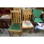 THREE OAK FRAMED DINING CHAIRS