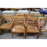 SET OF SEVEN 20TH CENTURY HARDWOOD CARVER CHAIRS IN THE 19TH CENTURY STYLE