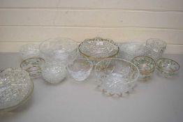 MIXED LOT CUT GLASS BOWLS ETC