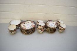 QUANTITY OF 19TH CENTURY STAFFORDSHIRE FLORAL AND GILT DECORATED VICTORIAN TEA WARES, CROWN AND