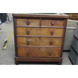 VICTORIAN MAHOGANY CHEST OF TWO SHORT AND THREE LONG DRAWERS, 106CM WIDE