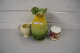 MIXED LOT COMPRISING A NEWHALL DIANA PATTERN CREAM JUG, A BUCKINGHAM PALACE COMMEMORATIVE MUG AND