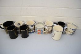 COLLECTION OF TEN VARIOUS WEDGWOOD MUGS TO INCLUDE ROYAL COMMEMORATIVE ISSUES AND OTHERS