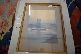 SET OF FOUR FRAMED STUDIES, RIVERSIDE SCENES, SET IN PAINTED FRAMES