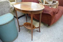 EDWARDIAN MAHOGANY OVAL TWO-TIER OCCASIONAL TABLE, 65CM WIDE