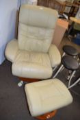 MODERN RECLINING ARMCHAIR WITH MATCHING FOOT STOOL
