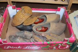 BOX OF VINTAGE CLOGS AND OTHER SHOES