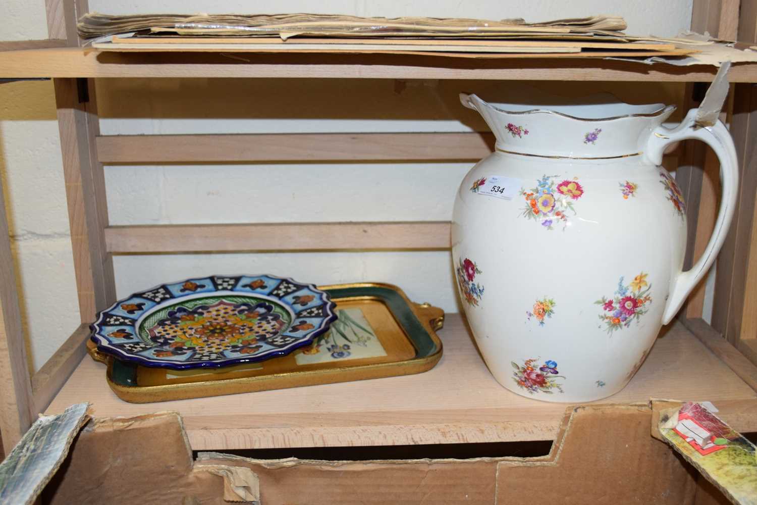 FLORAL WASH JUG, DECORATED PLATE AND TRAY