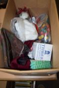 BOX OF VARIOUS CHILDRENS TOYS, SCARVES AND OTHER ITEMS