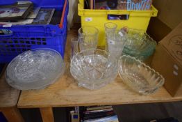 VARIOUS GLASS VASES, BOWLS ETC