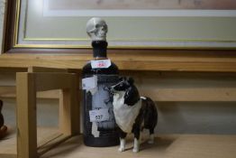 HALLOWEEN BOTTLE AND A BESWICK MODEL COLLIE DOG (A/F) (2)