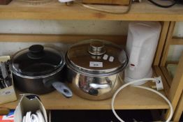 TWO SAUCEPANS AND A KETTLE