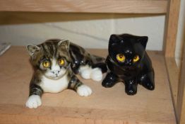 TWO MIKE HINTON POTTERY CATS (2)