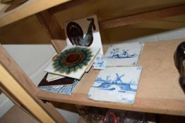 TWO 18TH/19TH CENTURY DUTCH DELFT TILES PLUS VARIOUS OTHERS